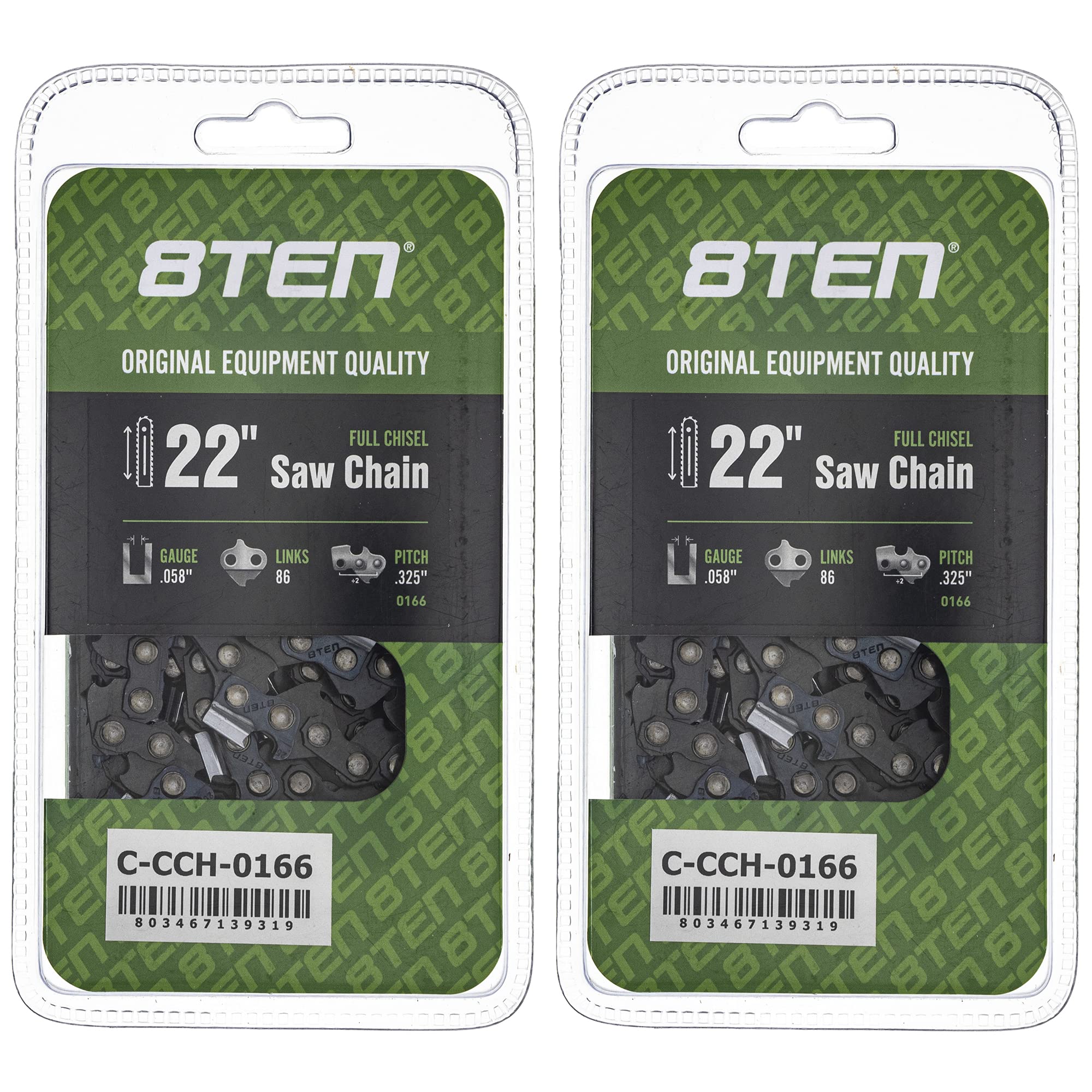 Amazon.com: 8TEN Full Chisel Chainsaw Chain 22 Inch .058 .325 86DL